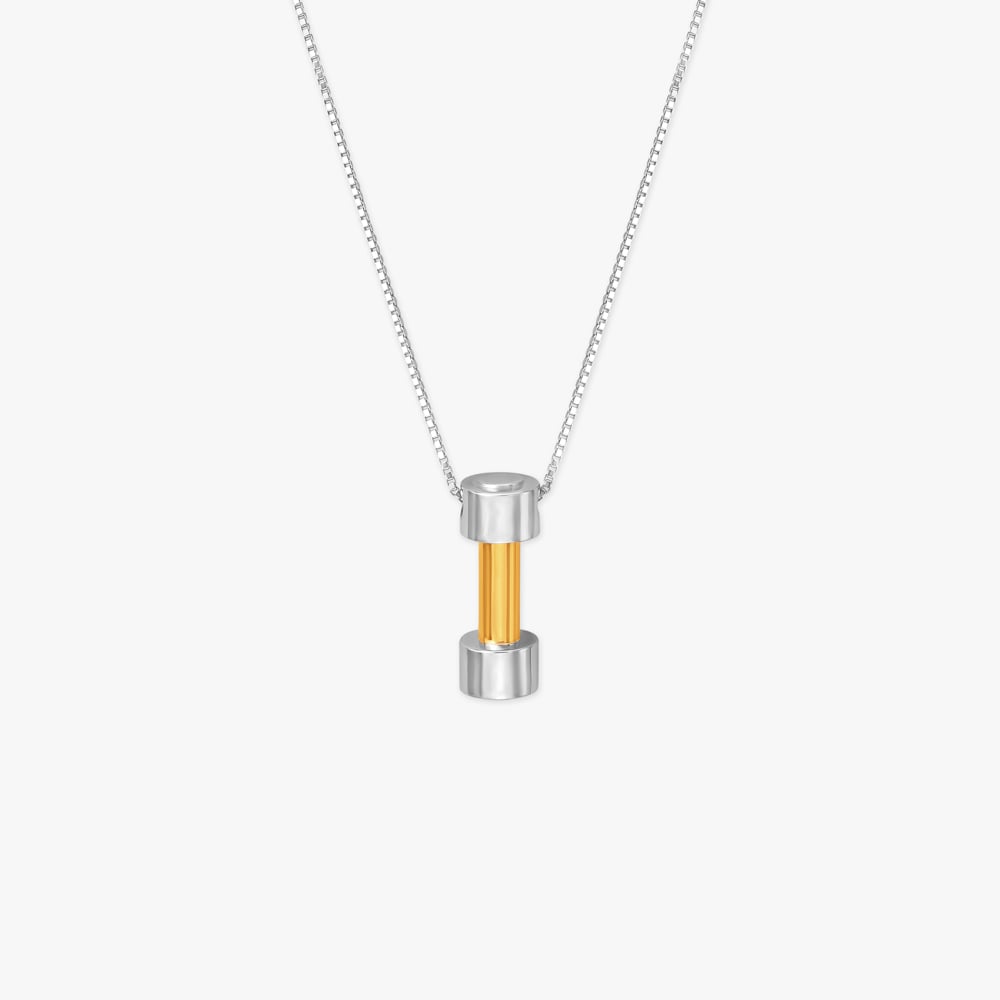 Stylish Dumbbell Pendant with Chain for Men,,hi-res image number null