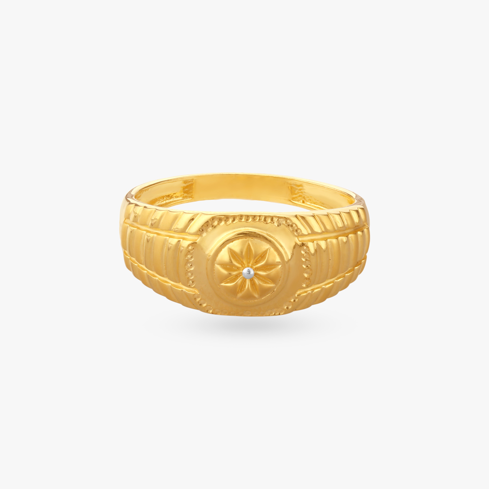 Floral Medallion Gold Ring For Men,,hi-res image number null
