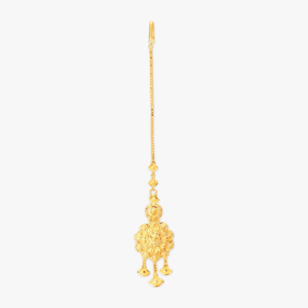 Tranquil Bloom Gold Maang Tikka,,hi-res image number null