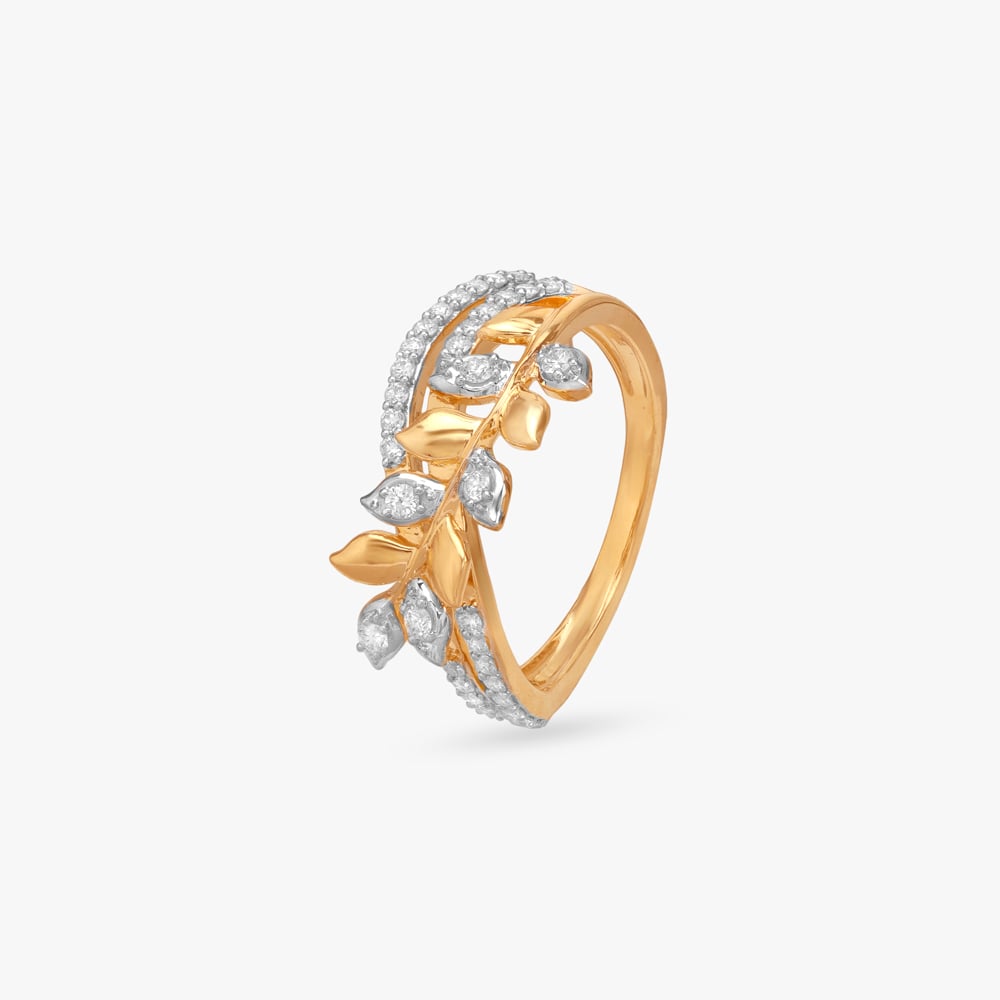 

Elegant Leaf Diamond Finger Ring