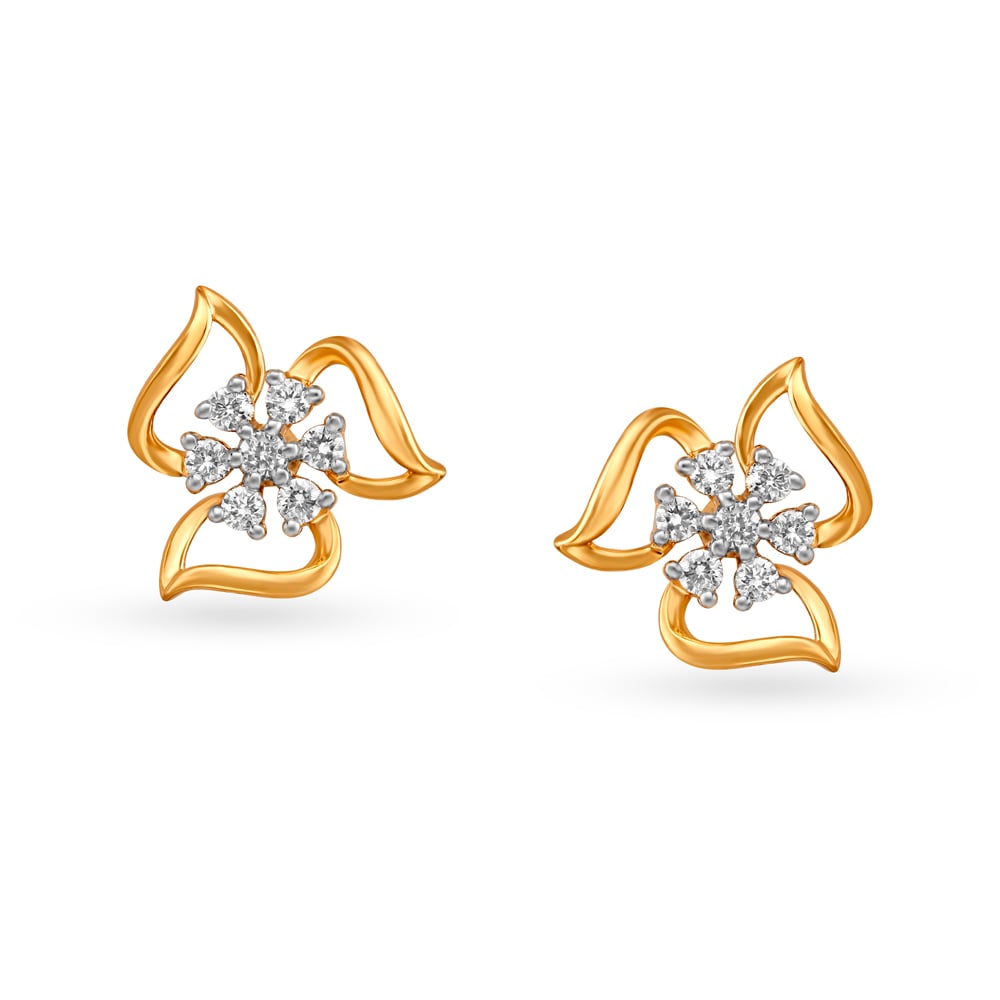 

Dainty Diamond Studs With Floral Design