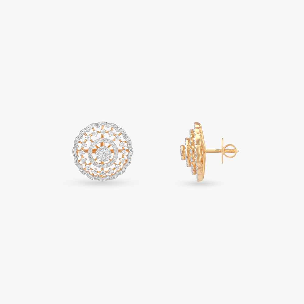 Majestic Medallion Diamond Stud Earrings,,hi-res image number null