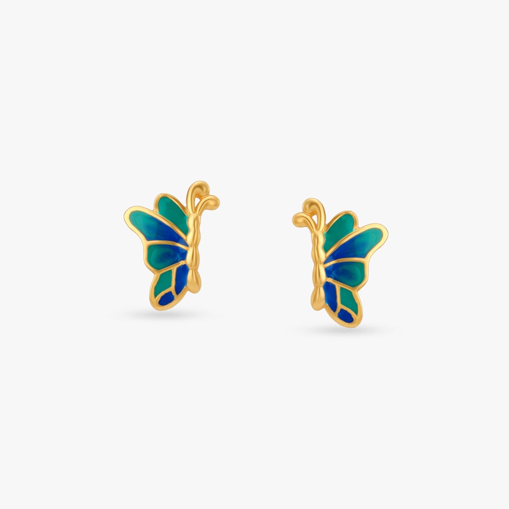 Whimsy Wings Gold Stud Earrings for Kids,,hi-res image number null