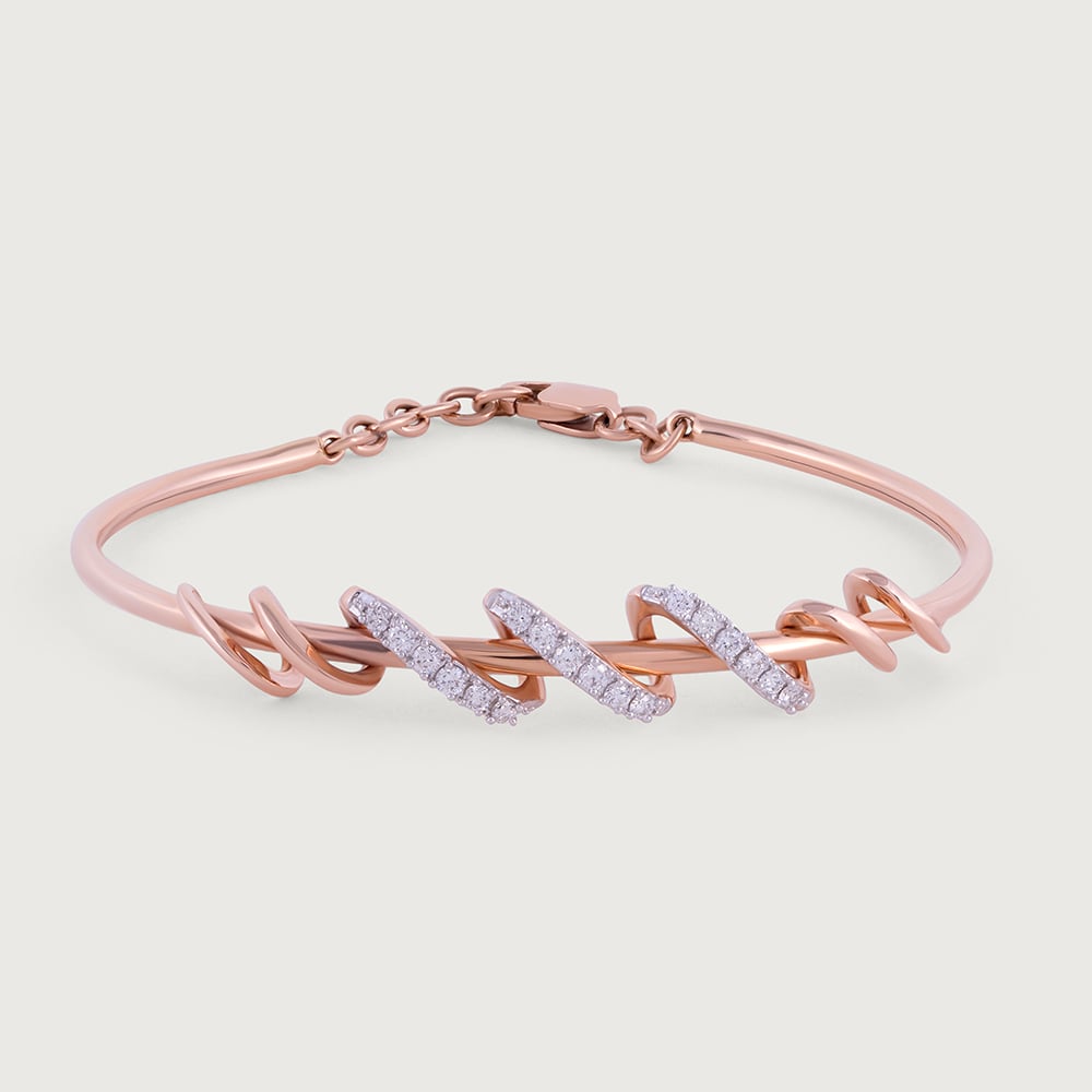Twisted Blend Diamond & Gold Bangle,,hi-res image number null