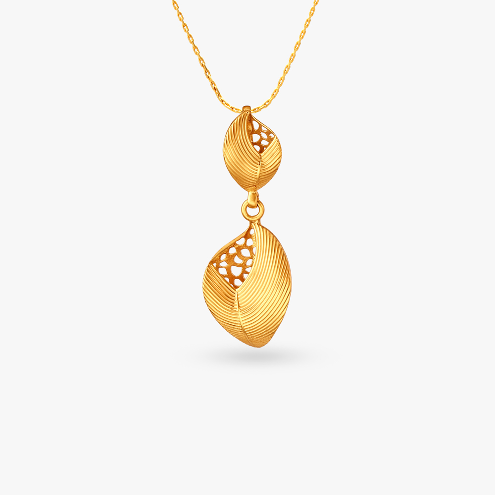 Textured Gold Pendant and Earrings Set,,hi-res image number null