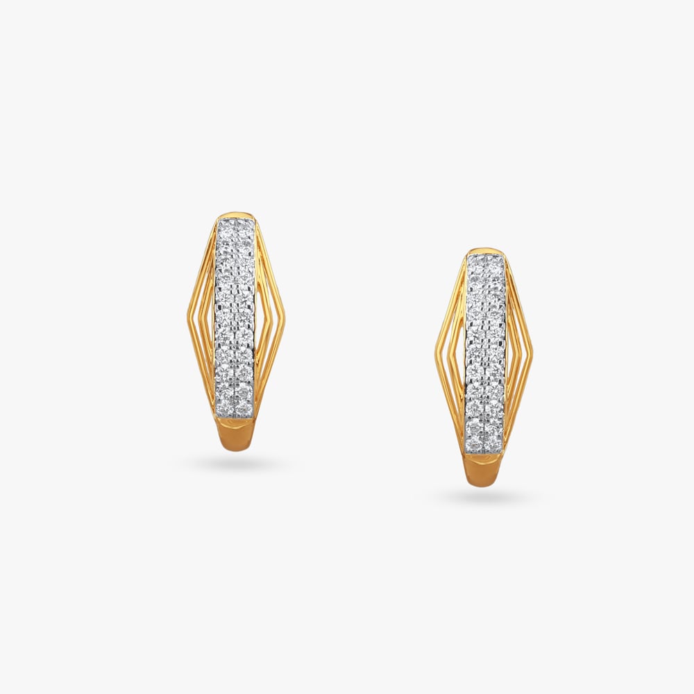 Sculpted Charm Diamond Hoop Earrings,,hi-res image number null