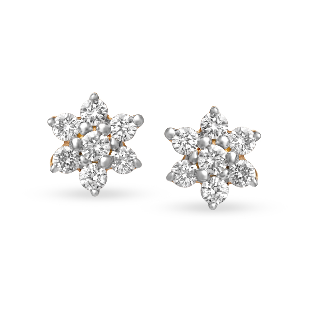 

Sassy Snowflake Gold and Diamond Stud Earrings