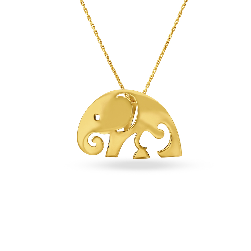 Elephant Pattern Gold Pendant for Kids