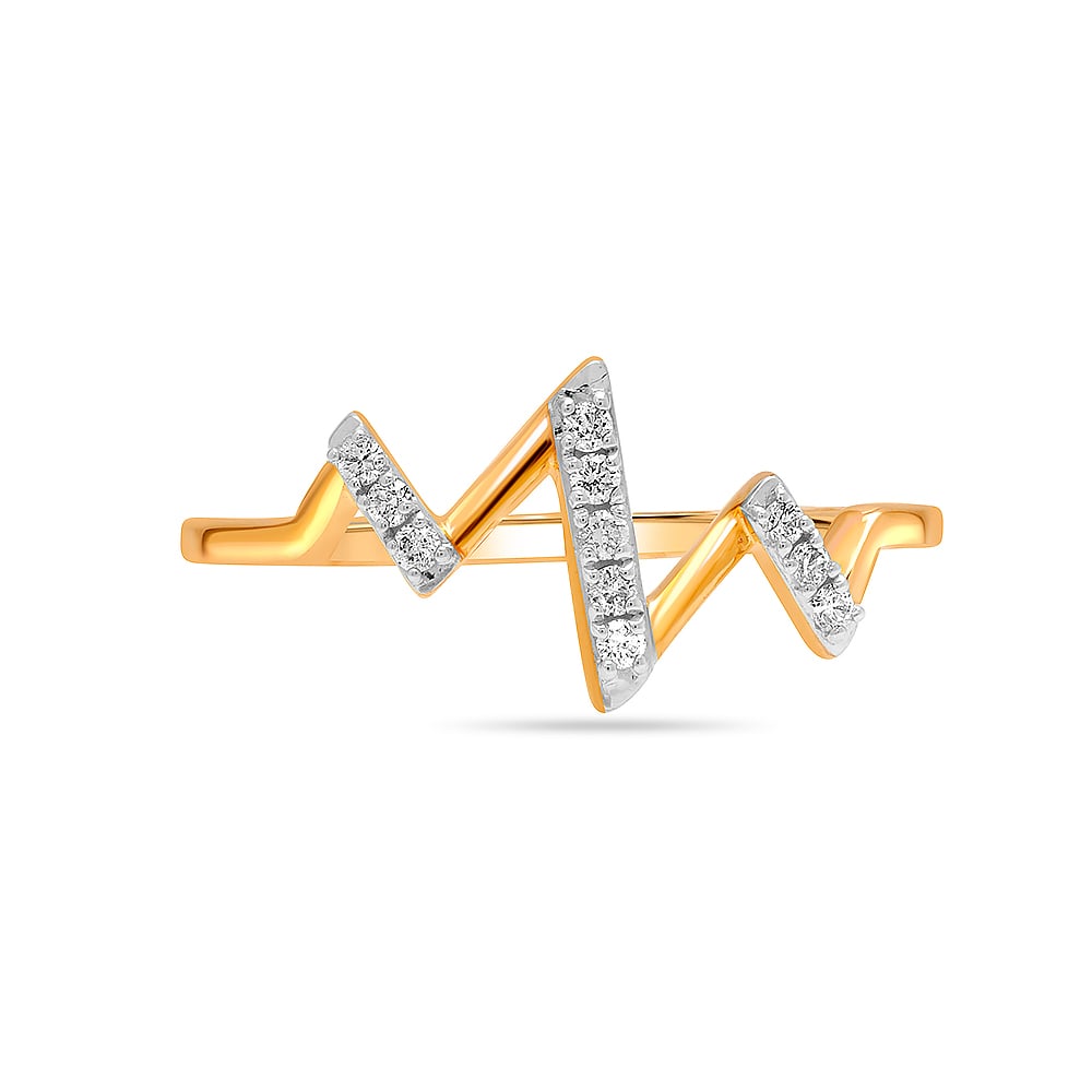 14KT Yellow Gold Wandering Lines Diamond Finger Ring,,hi-res image number null