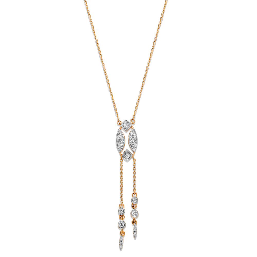 14Kt Rose Gold Oval Sparkling Diamond Necklace,,hi-res image number null