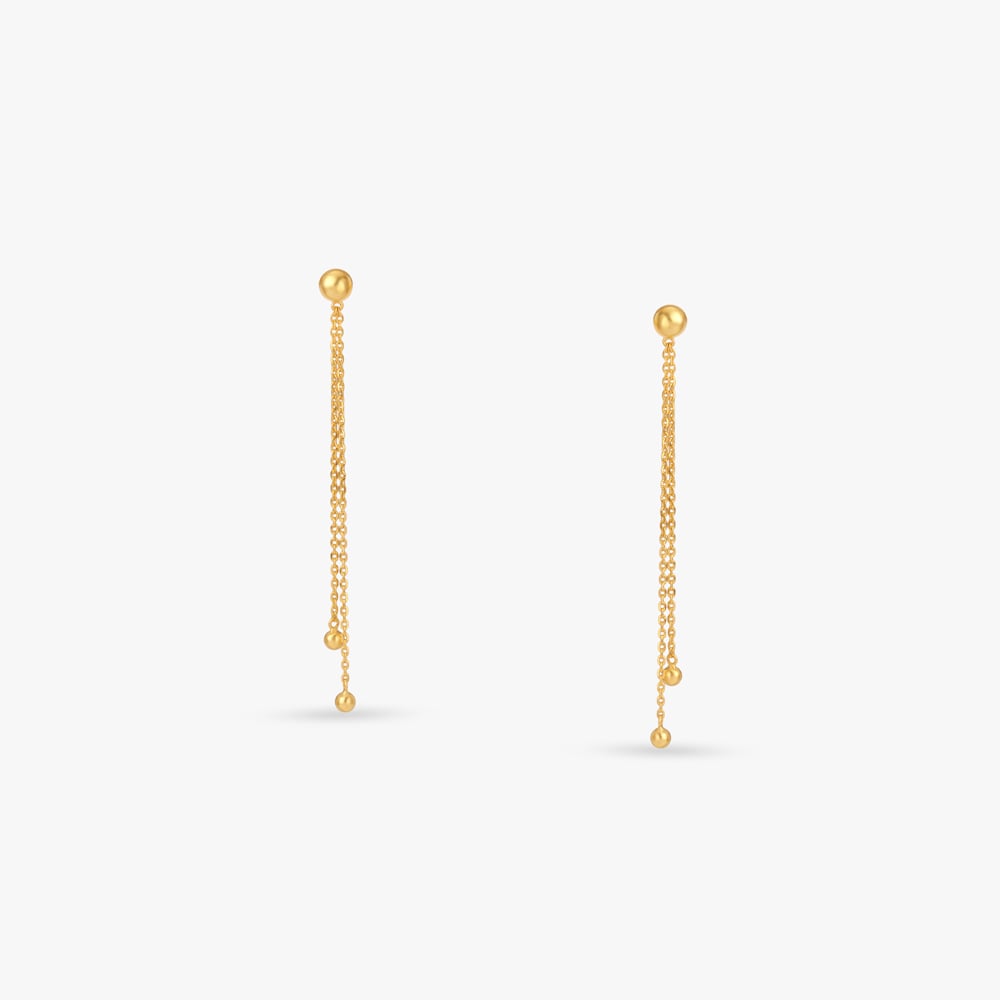 Twin Tassel Gold Drop Earrings,,hi-res image number null