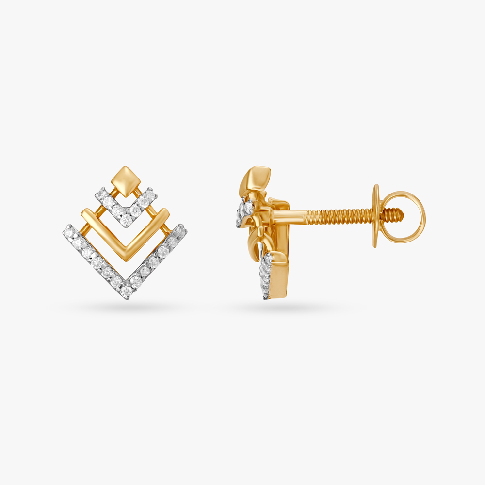 Sleek Chevron Diamond Stud Earrings,,hi-res image number null