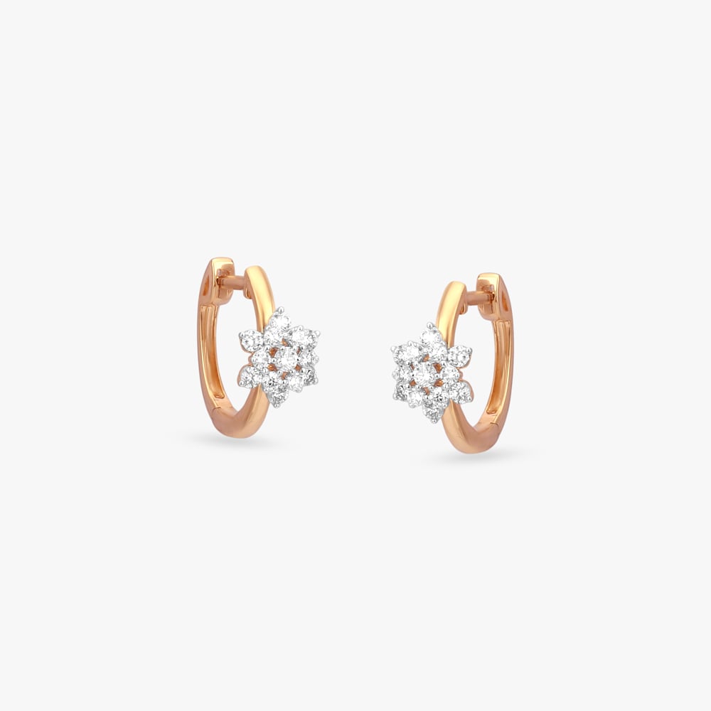 Floral Spark Diamond Hoop Earrings,,hi-res image number null
