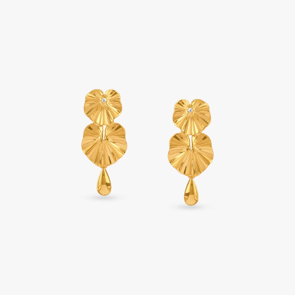 Luxe Petal Gold Drop Earrings,,hi-res image number null