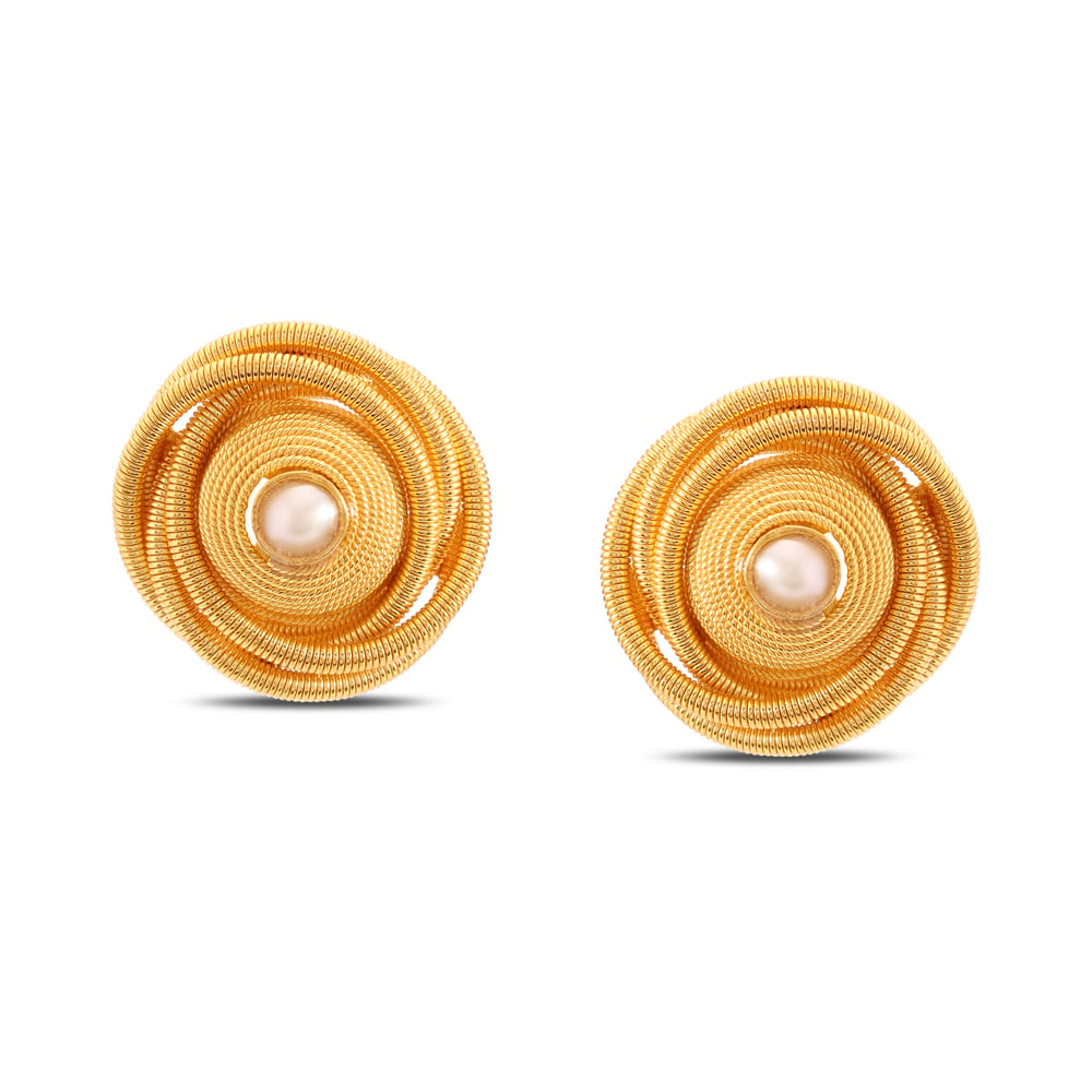 Spiral Gold Stud Earrings,,hi-res image number null