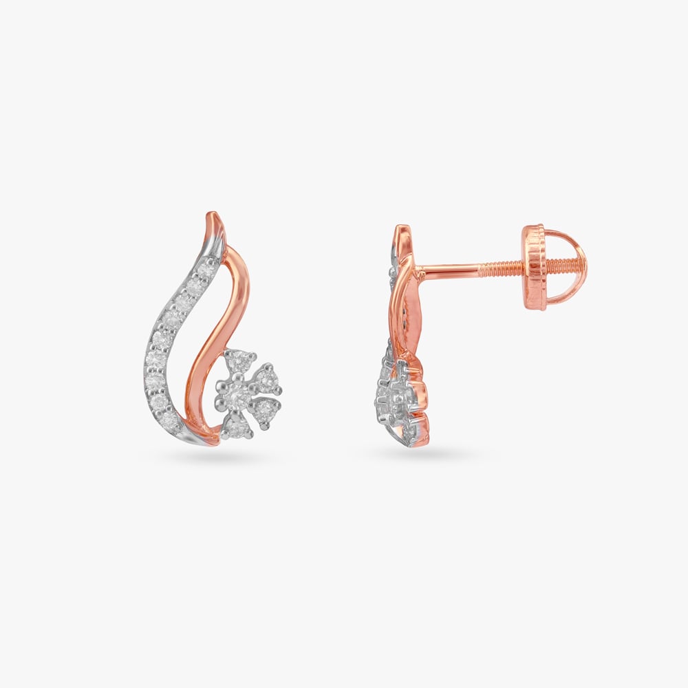 Swirl Bloom Diamond Stud Earrings,,hi-res image number null