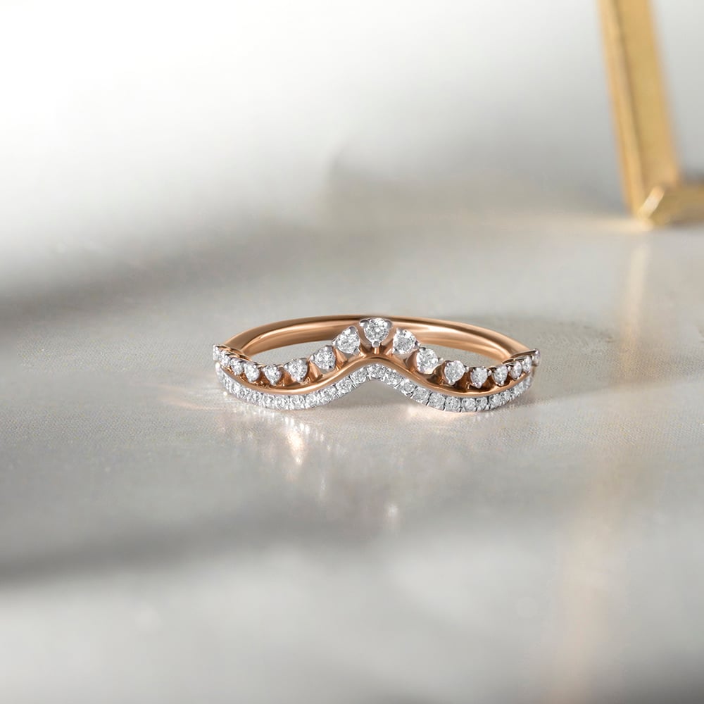 Modish Sleek Gold & Diamond Finger Ring,,hi-res image number null