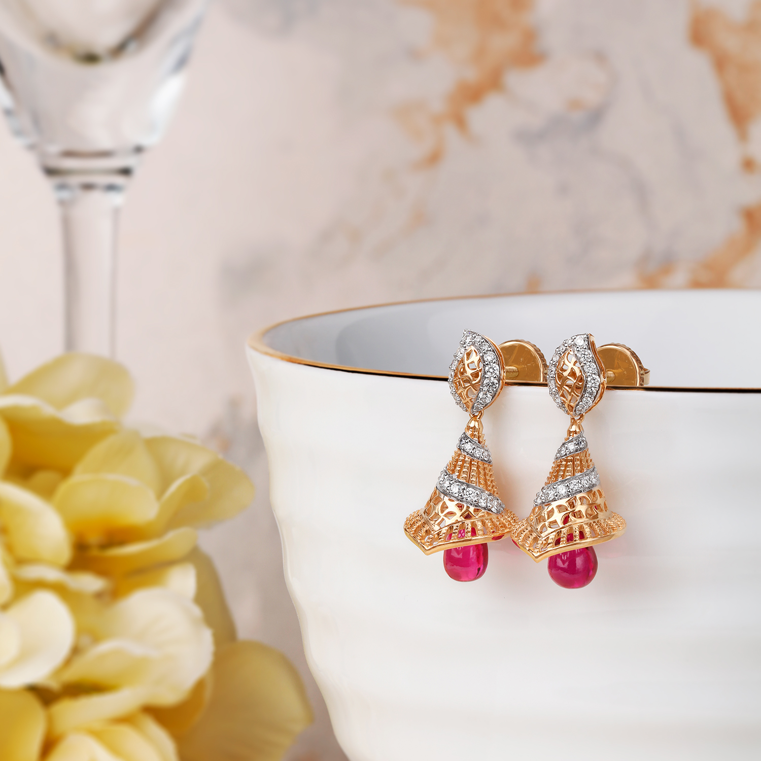 Elegant Diamond Studded Jhumka Earrings
