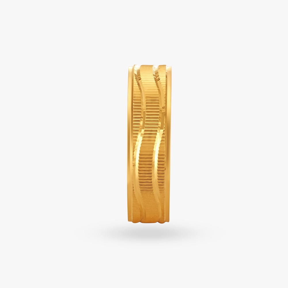 Grooved Men's Gold Finger Ring,,hi-res image number null
