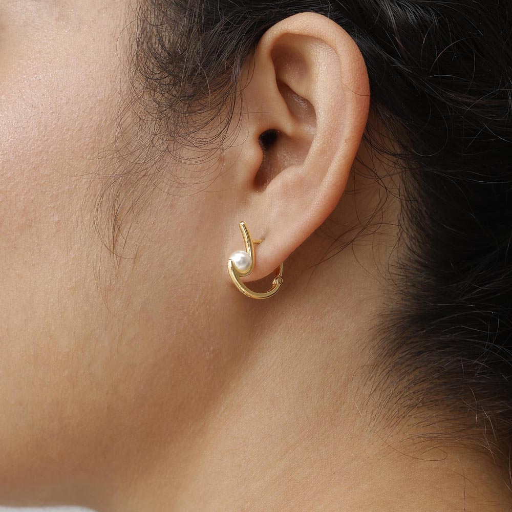 Mystic Arc Pearl Hoop Earrings,,hi-res image number null
