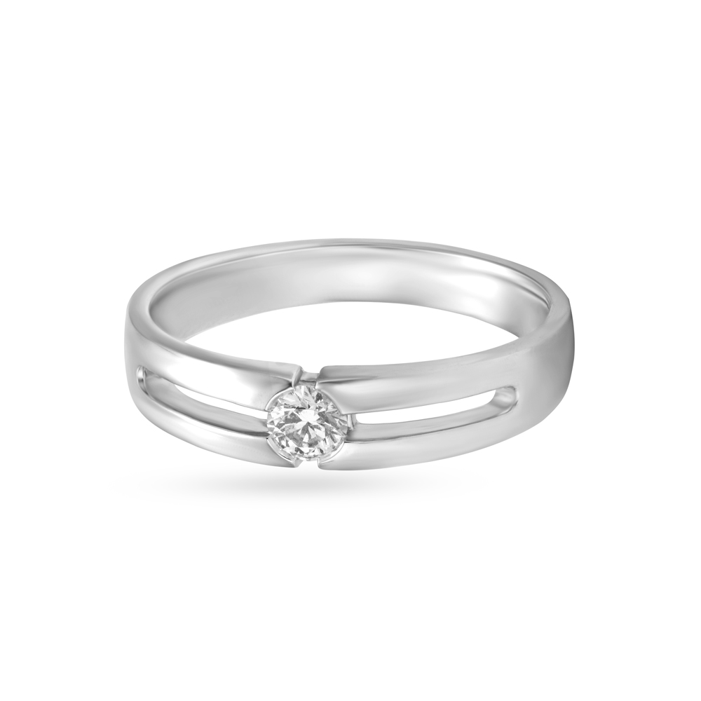 Dainty White Platinum Finger Ring