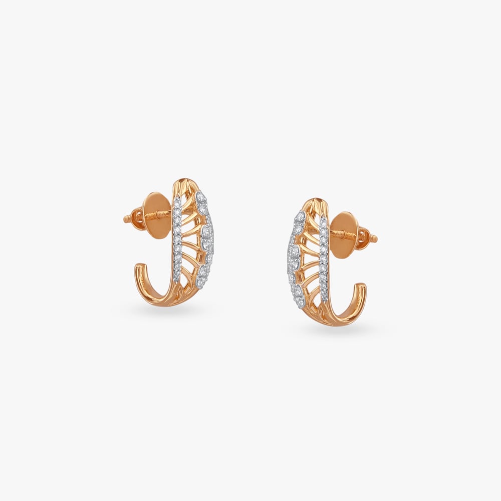 

Leaf Lattice Diamond Hoop Earrings