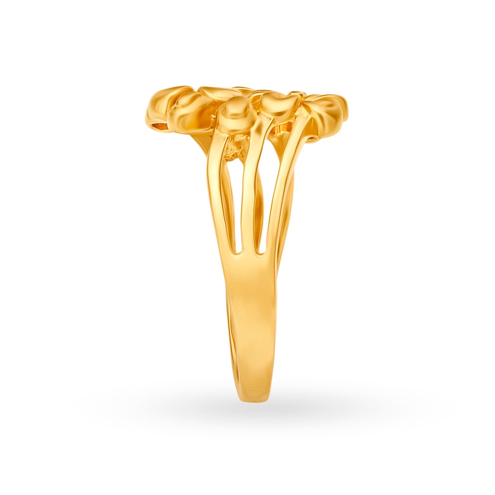 Contemporary Floral Pattern Gold Finger Ring,,hi-res image number null