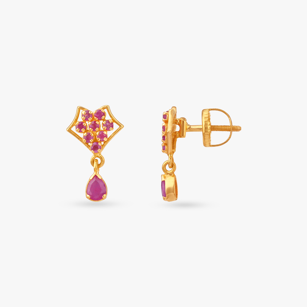 Edgy Bloom Ruby Pendant and Earrings Set,,hi-res image number null