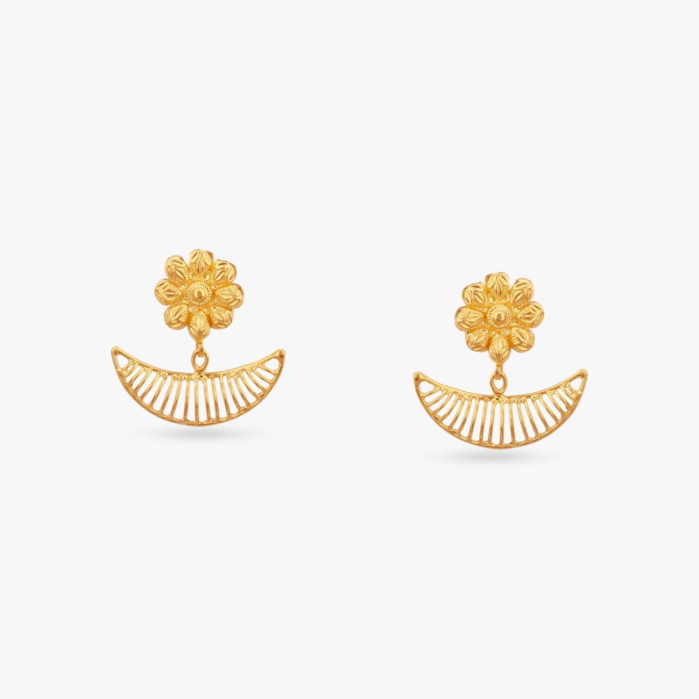 

Celestial Crescent Gold Drop Earrings