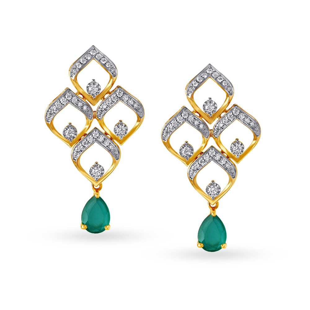 Fancy Contemporary Diamond Drop Earrings,,hi-res image number null