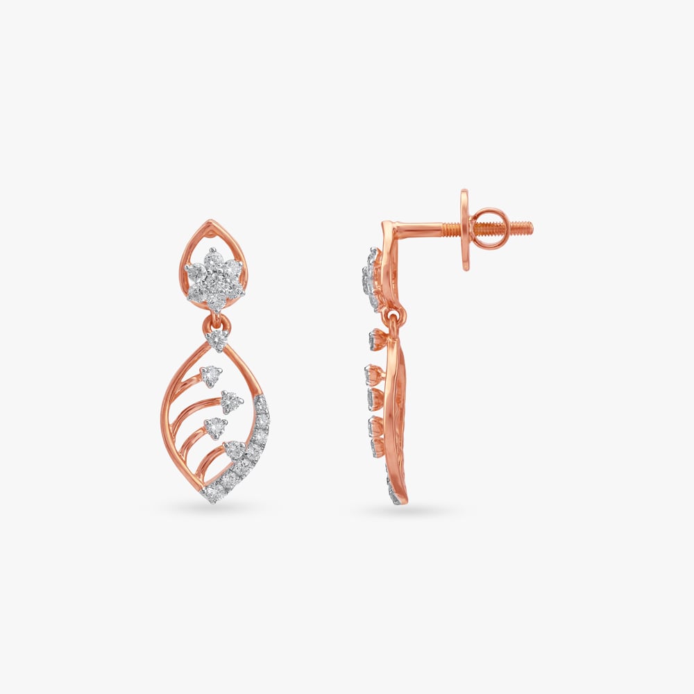 Rosy Whirl Diamond Drop Earrings,,hi-res image number null