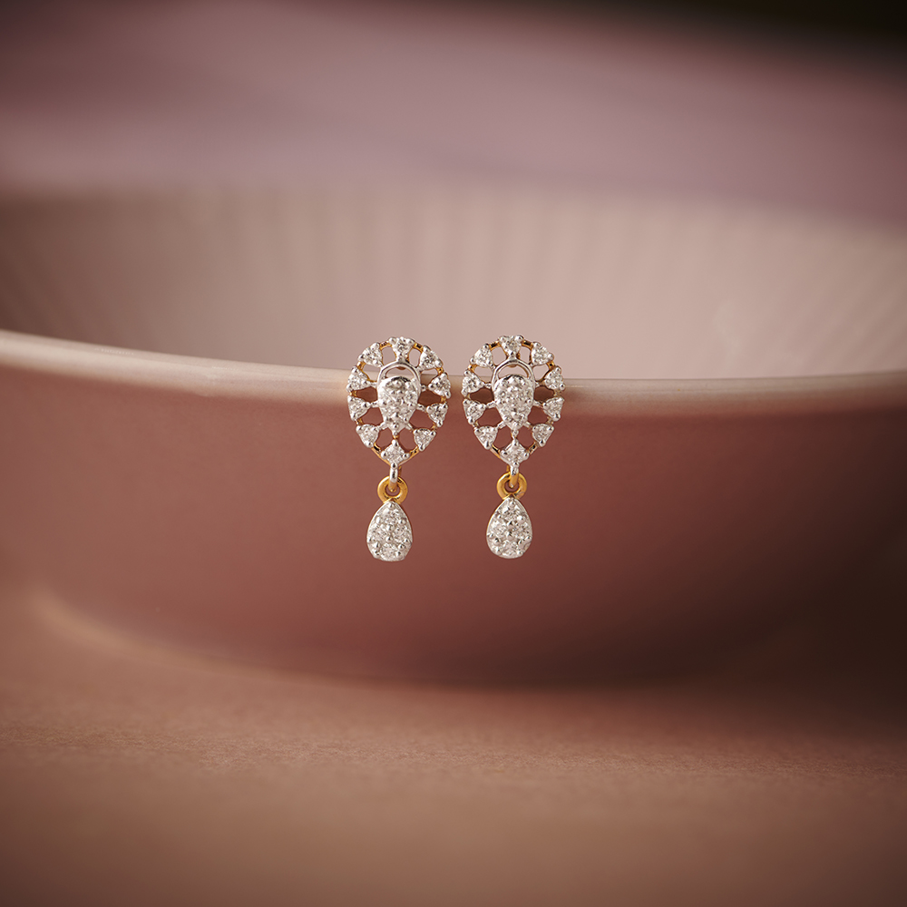 Sparkly Teardrop Diamond Stud Earrings