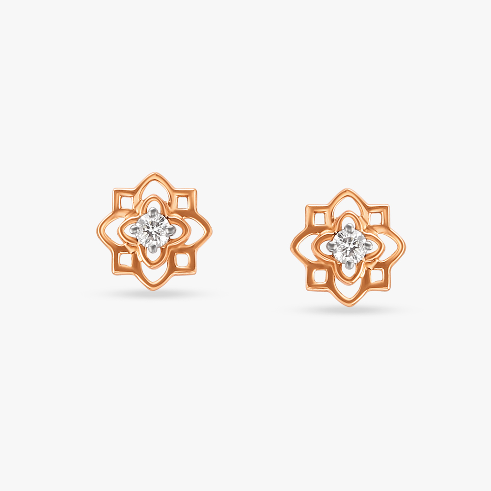 Enchanting Floral Diamond Stud Earrings for Kids,,hi-res image number null