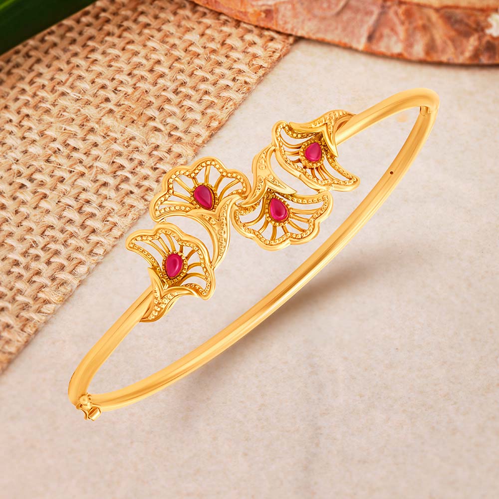 Enchanting Gold Bangle with Coloured Stones,,hi-res image number null