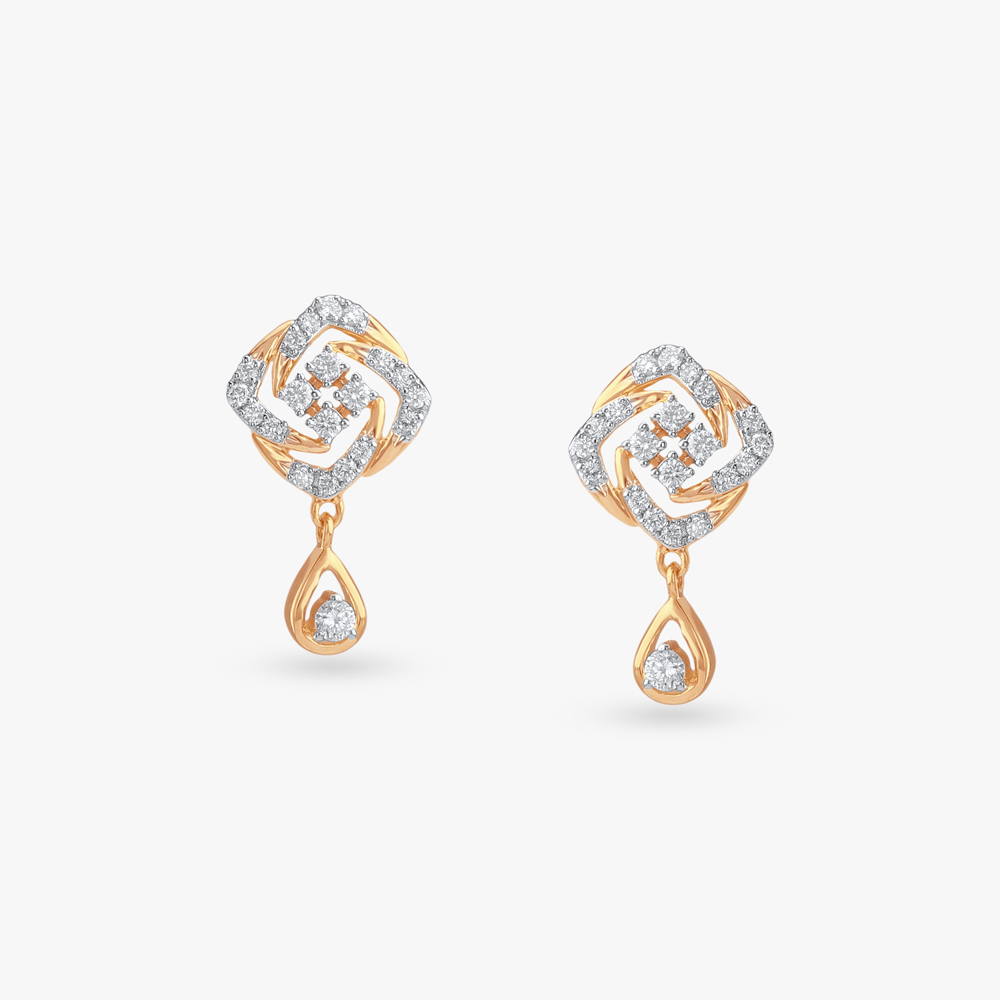 Twinkle Knot Diamond Drop Earrings,,hi-res image number null