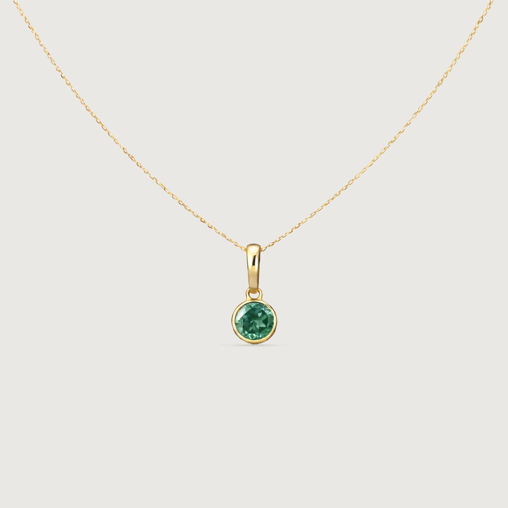 Sleek Contemporary Emerald Gold Pendant,,hi-res image number null