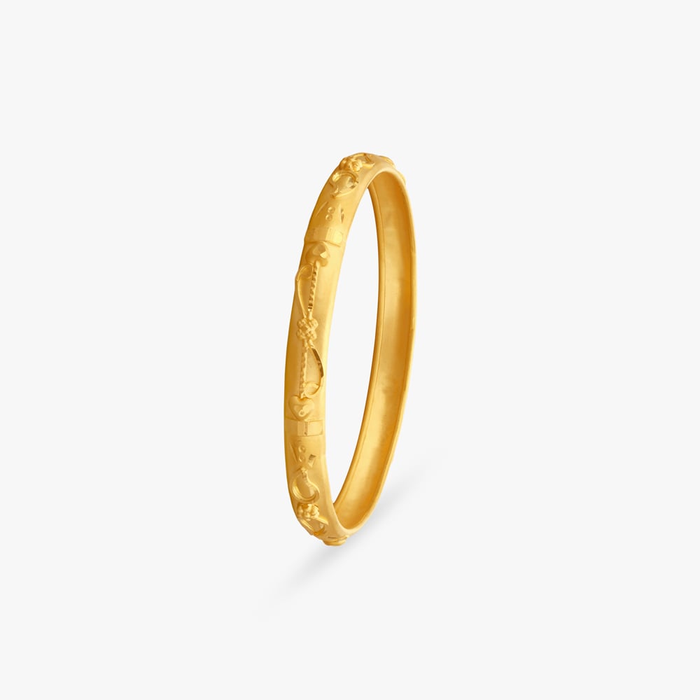 Leafy Gleam Gold Bangles for Kids,,hi-res image number null