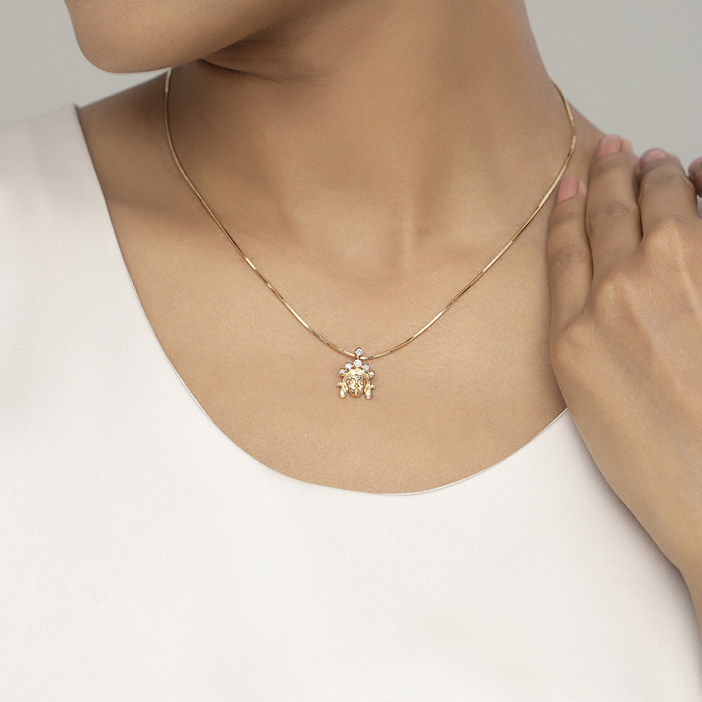 Maa Durga Gold and Diamond Pendant