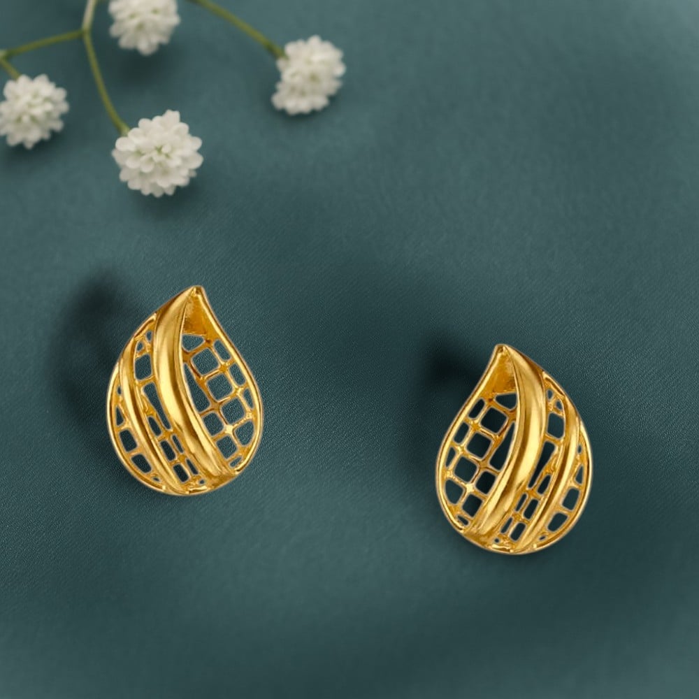 Artistic Teardrop Gold Stud Earrings,,hi-res image number null
