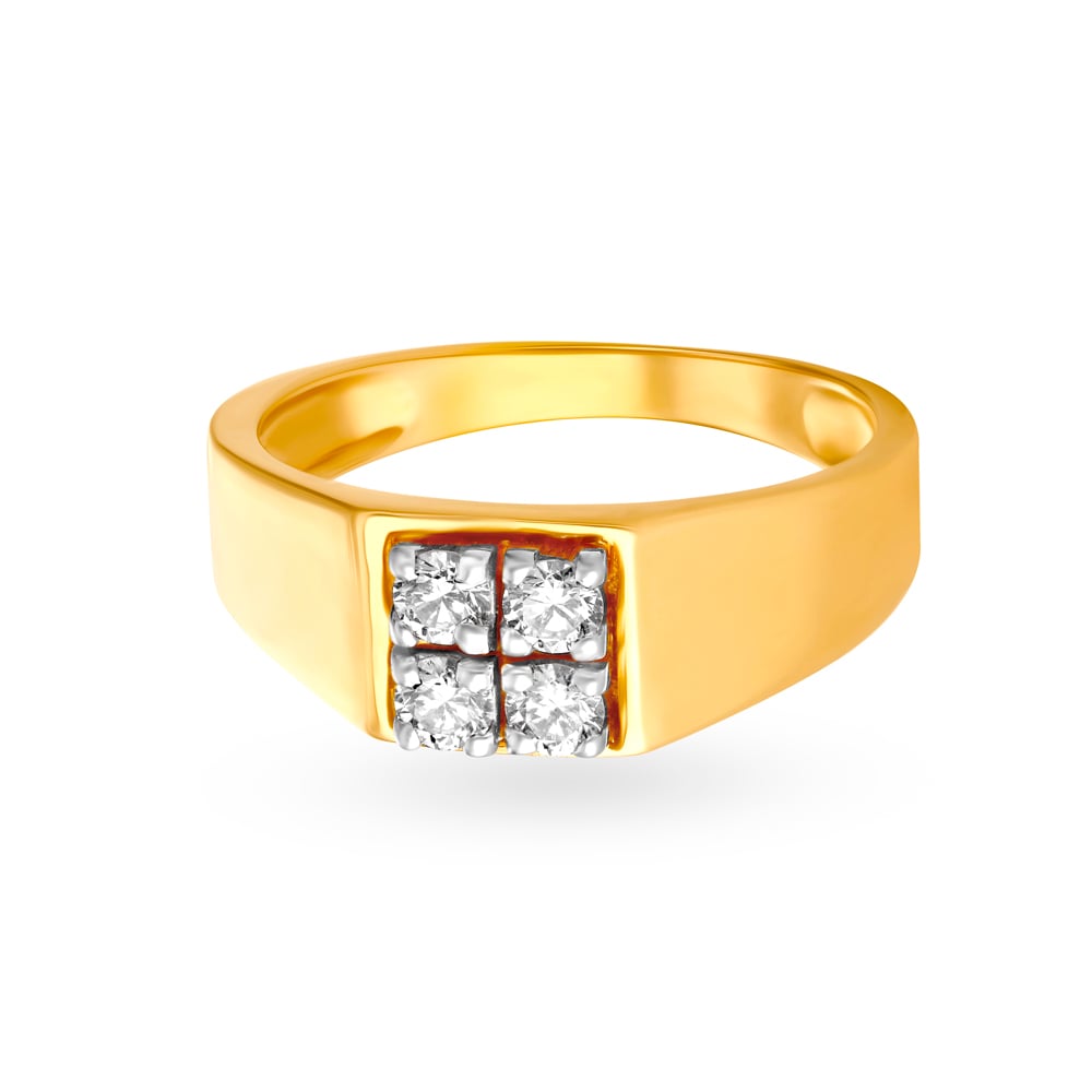 Sleek 4 Stone Diamond Ring for Men