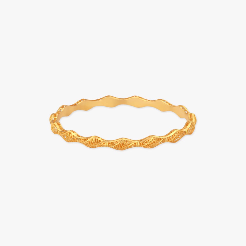 Woven Wave Gold Bangle,,hi-res image number null