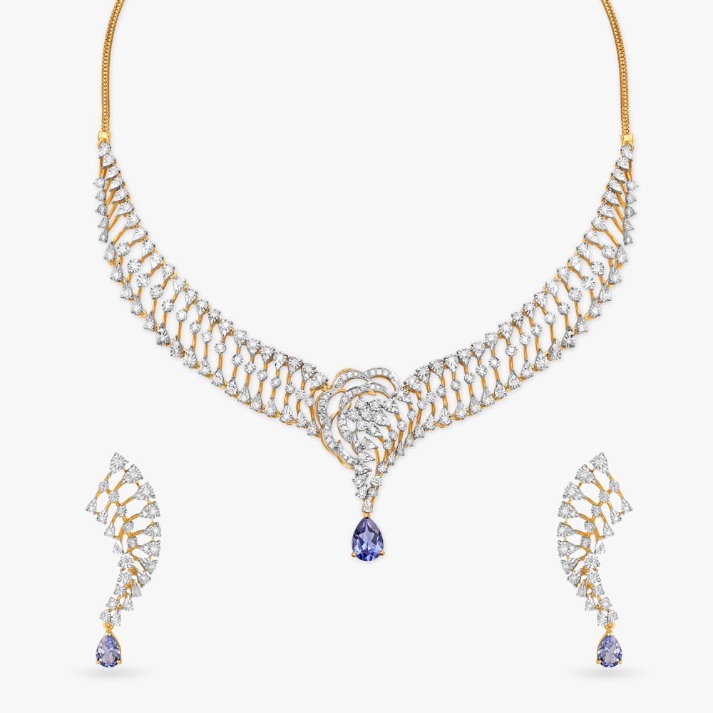 Azure Drop Diamond Necklace Set