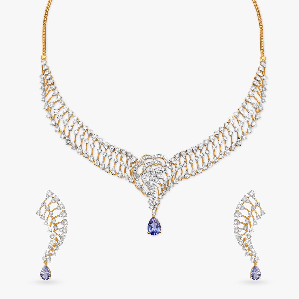 Tanishq Diamond Necklace Set - Jewellery Designs