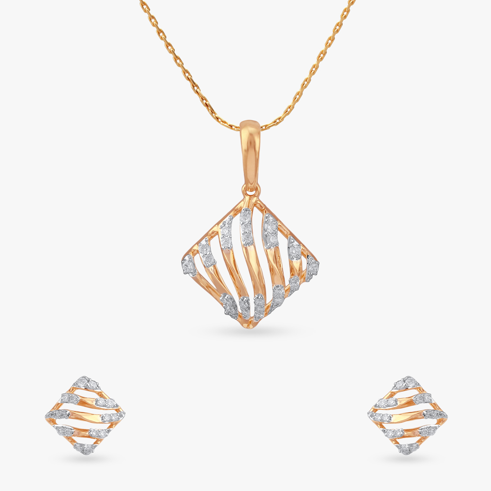Chic Flow Diamond Pendant and Earrings Set,,hi-res image number null