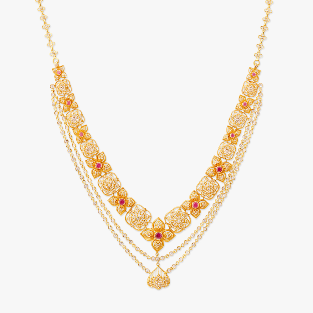 Draped Bloom Gold Necklace Set,,hi-res image number null