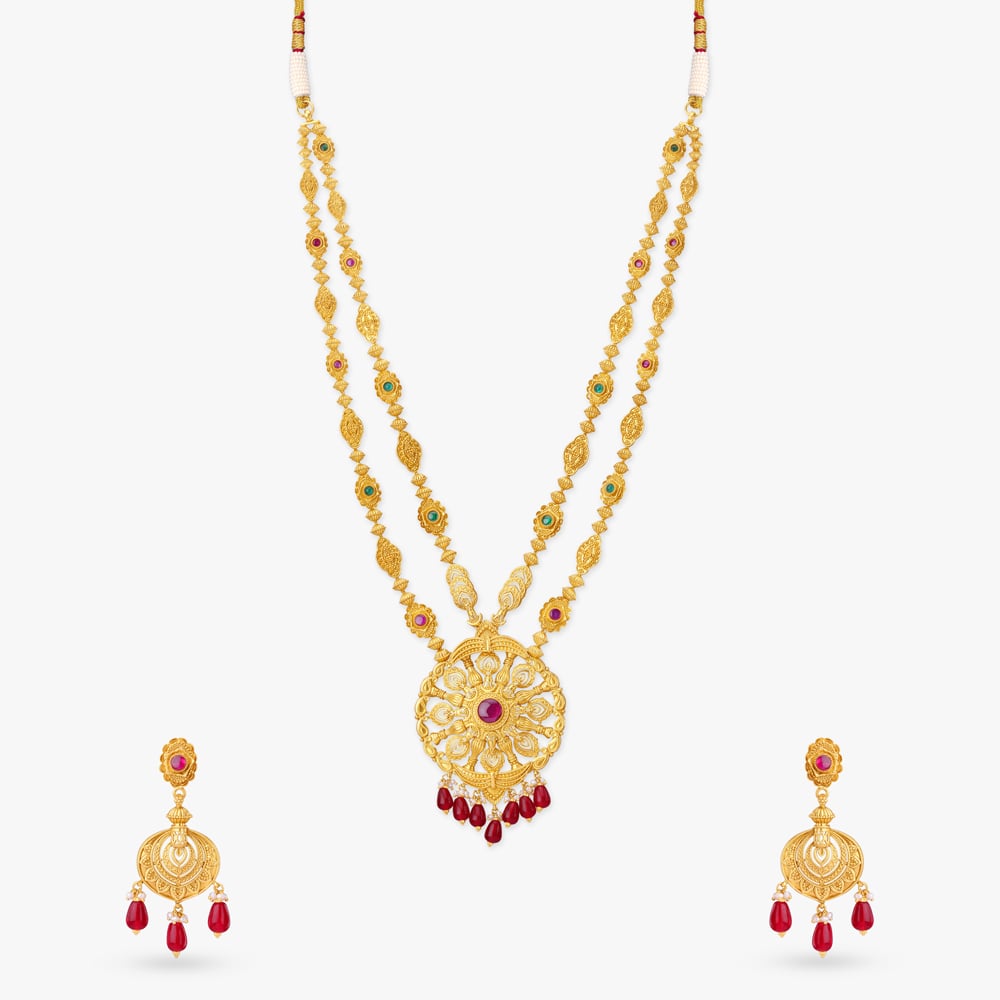 Heirloom Halo Gold Necklace set,,hi-res image number null