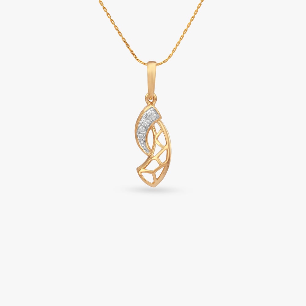 Sculpted Leafline Diamond Pendant,,hi-res image number null