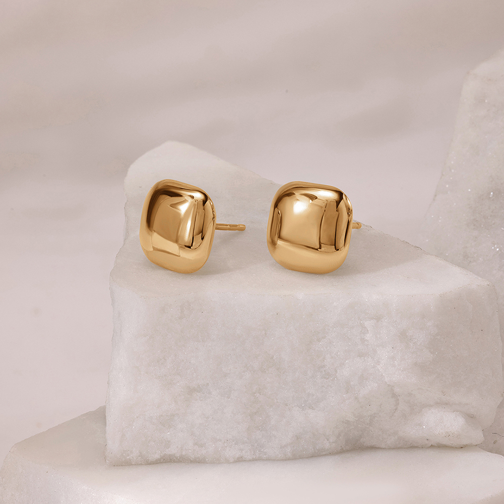 Square Sensation 18KT Gold Stud Earrings,,hi-res image number null