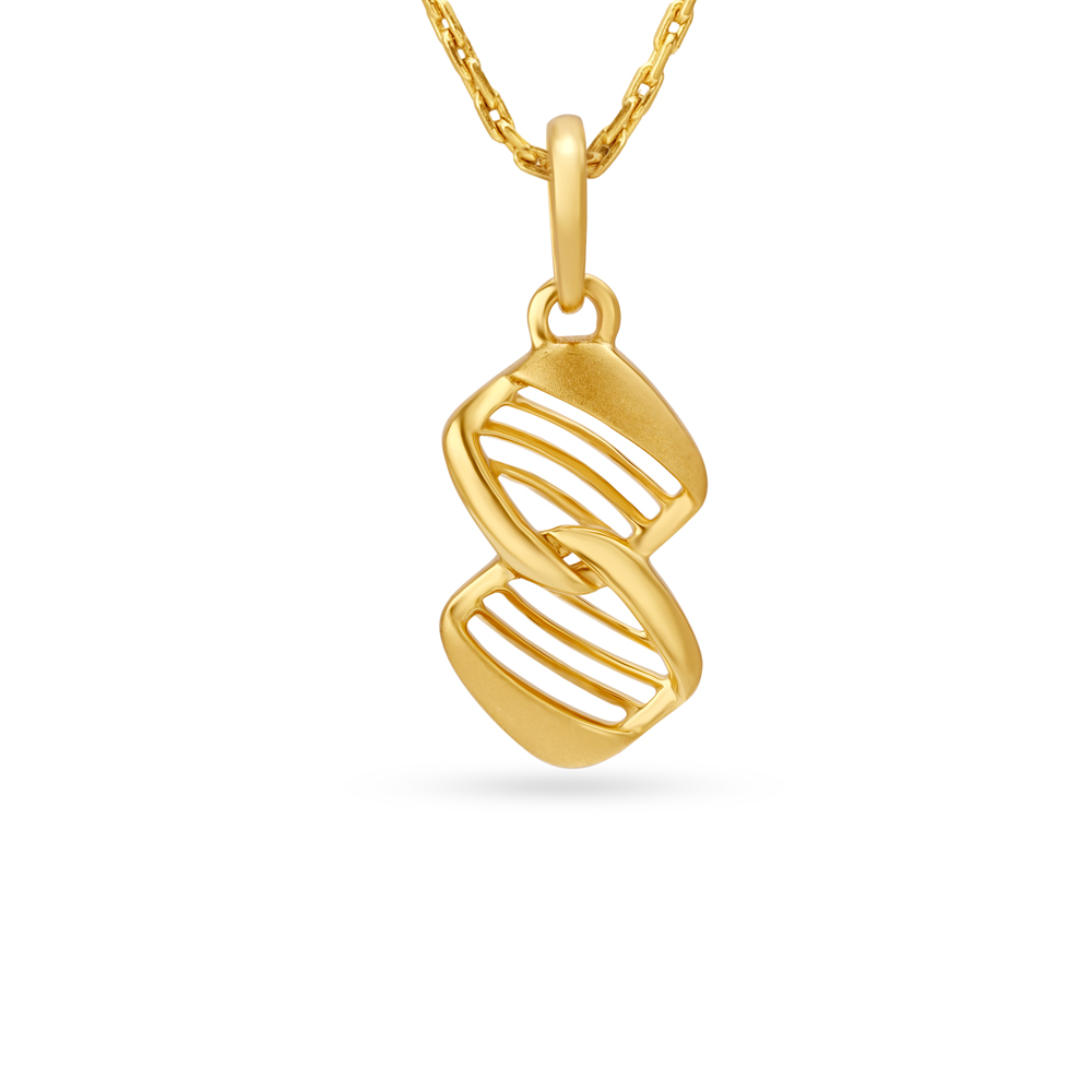Interlocked Rhombic Pattern Gold Pendant,,hi-res image number null