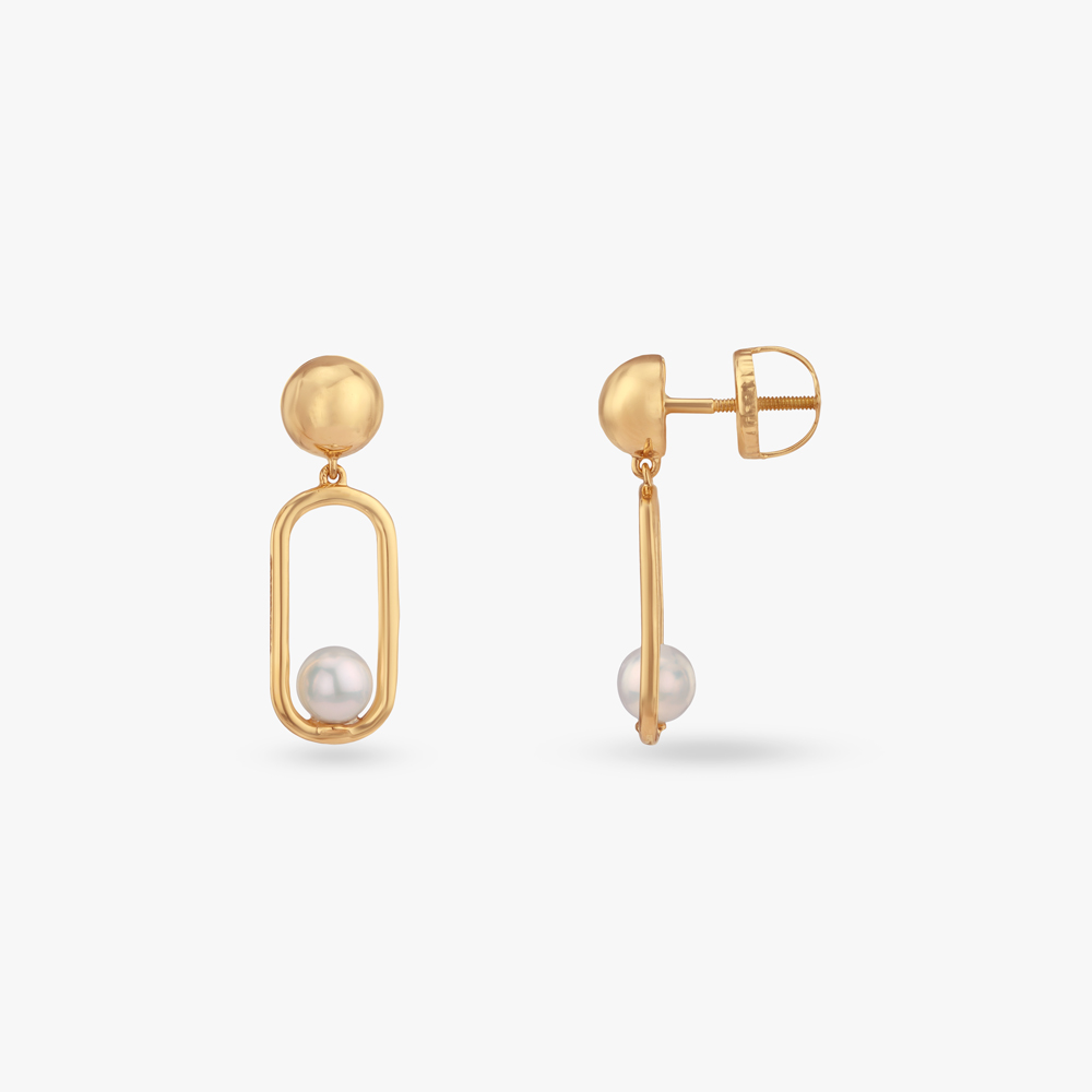 Serenity Curve Gold Drop Earrings,,hi-res image number null